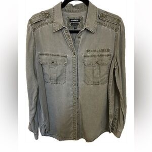 Express Army Green Boyfriend Top